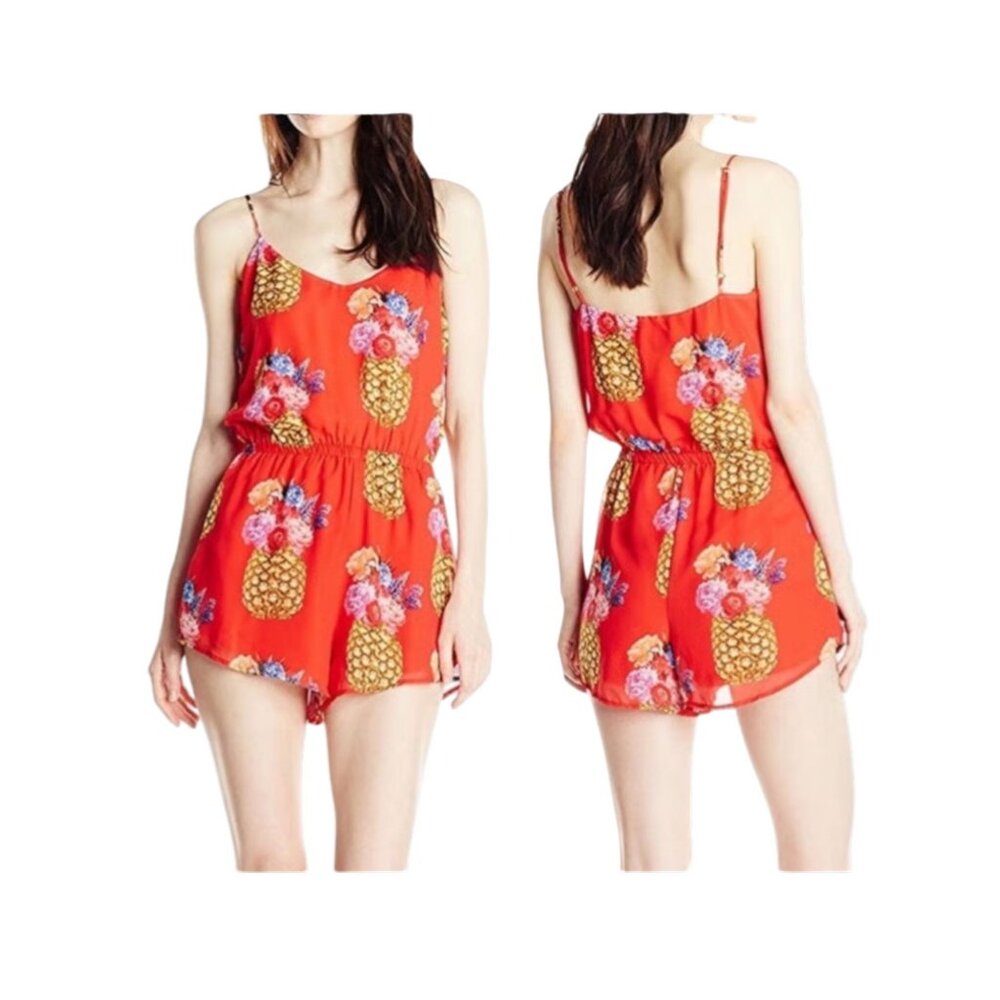 Show Me Your Mumu Red Pineapple Print Romper Size S